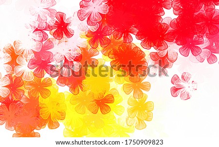 Light Red, Yellow vector natural pattern with flowers Decorative design of flowers on white background. Brand new style for your business design.