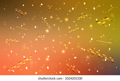 Light Red, Yellow vector pattern with christmas ribbons. Confetti on blurred abstract background with colorful gradient. The template can be used as a background for postcards.