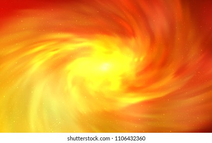 Light Red, Yellow vector pattern with night sky stars. Space stars on blurred abstract background with gradient. Smart design for your business advert.