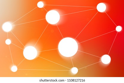 Light Red, Yellow vector pattern with spheres, triangles. Illustration with set of colorful abstract circles and lines. New design for ad, poster, banner of your website.