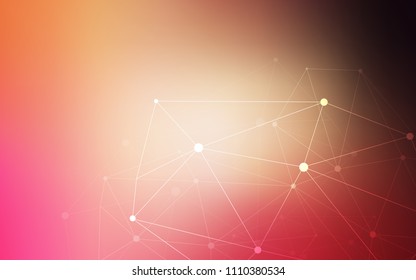 Light Red, Yellow vector pattern with spheres, triangles. Design with connection of dots and lines on colorful background. New design for ad, poster, banner of your website.