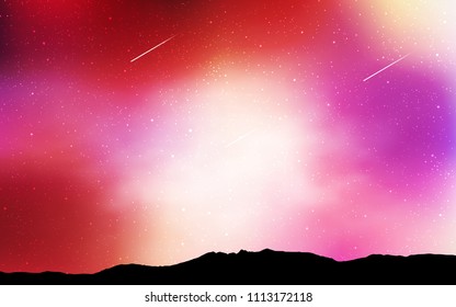 Light Red, Yellow vector pattern with night sky stars. Modern abstract illustration with Big Dipper stars. Pattern for futuristic ad, booklets.