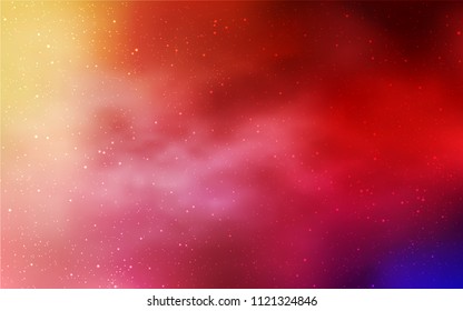 Light Red, Yellow vector pattern with night sky stars. Space stars on blurred abstract background with gradient. Pattern for astronomy websites.