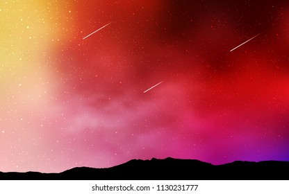 Light Red, Yellow vector pattern with night sky stars. Modern abstract illustration with Big Dipper stars. Smart design for your business advert.