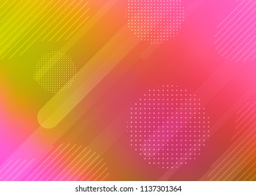 Light Red, Yellow vector pattern with rounded lines, dots. Capsules on blurred abstract background with gradient dots. The pattern can be used for busines ad, booklets, leaflets