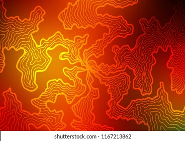 Light Red, Yellow vector pattern with bent ribbons. Geometric illustration in marble style with gradient.  Marble design for your web site.