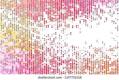 Light Red, Yellow vector pattern with spheres. Glitter abstract illustration with blurred drops of rain. Pattern for ads, leaflets.