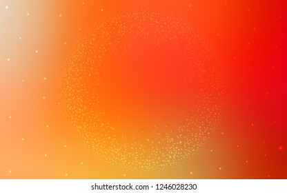 Light Red, Yellow vector pattern with night sky stars. Space stars on blurred abstract background with gradient. Best design for your ad, poster, banner.