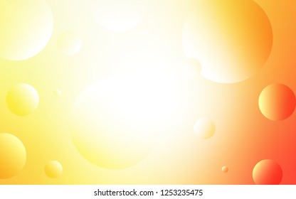 Light Red, Yellow vector pattern with spheres. Blurred bubbles on abstract background with colorful gradient. New design for ad, poster, banner of your website.