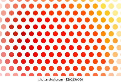Light Red, Yellow vector pattern with spheres. Glitter abstract illustration with blurred drops of rain. Design for posters, banners.