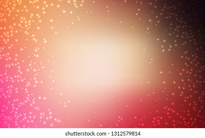 Light Red, Yellow vector pattern with night sky stars. Blurred decorative design in simple style with galaxy stars. Pattern for futuristic ad, booklets.