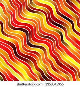 Light Red, Yellow vector pattern with lines. Colorful abstract illustration with gradient curves. Best design for your posters, banners.