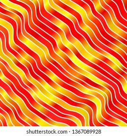 Light Red, Yellow vector pattern with curved lines. Abstract illustration with bandy gradient lines. Pattern for websites, landing pages.