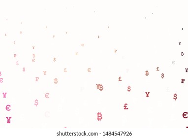 Light Red, Yellow vector pattern with symbols of currency. Abstract illustration with colored financial digital symbols. Design for ad, poster, banner of money making.