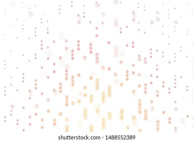 Light Red, Yellow vector pattern with Digit symbols. Blurred design in simple style with collection of numerals. Pattern for school, grammar websites.