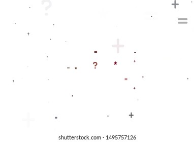Light Red, Yellow vector pattern with Digit symbols. Abstract illustration with colored algebra signs. Pattern for school, grammar websites.