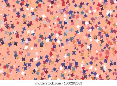 Light Red, Yellow vector pattern with christmas stars. Glitter abstract illustration with colored stars. Template for cosmic backgrounds.