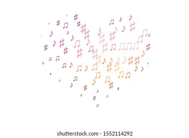 Light Red, Yellow vector pattern with music elements. Shining illustration of colorful gradient music notes. Pattern for festival leaflets.