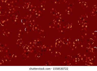 Light Red, Yellow vector pattern with Digit symbols. Illustration with Numeral symbols on abstract template. Pattern for ad, booklets, leaflets of education.