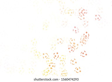 Light Red, Yellow vector pattern with Digit symbols. Colored mathematic signs with gradient on white background. Pattern for school, grammar websites.