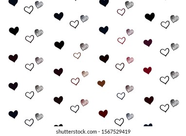 Light Red, Yellow vector pattern with colorful hearts. Glitter abstract illustration with colorful hearts in romantic style. Pattern for marriage gifts, congratulations.