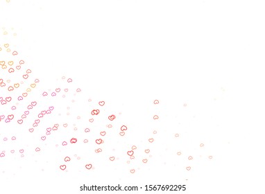 Light Red, Yellow vector pattern with colorful hearts. Glitter abstract illustration with colorful hearts in romantic style. Pattern for marriage gifts, congratulations.