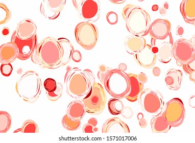 Light Red, Yellow vector pattern with spheres. Blurred bubbles on abstract background with colorful gradient. Design for your business advert.