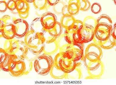 Light Red, Yellow vector pattern with spheres. Glitter abstract illustration with blurred drops of rain. Pattern for futuristic ad, booklets.
