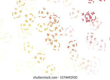 Light Red, Yellow vector pattern with Digit symbols. Shining colorful illustration with isolated Digit signs. Template for landing page of typography.