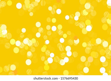 Light Red, Yellow vector pattern with spheres. Illustration with set of shining colorful abstract circles. New template for your brand book.