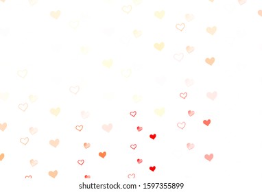 Light Red, Yellow vector pattern with colorful hearts. Glitter abstract illustration with colorful hearts in romantic style. Pattern for carnival, festival romantic leaflets.