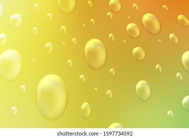 Light Red, Yellow vector pattern with spheres. Glitter abstract illustration with blurred drops of rain. Pattern can be used as texture of water, rain drops.