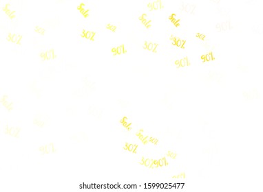 Light Red, Yellow vector pattern with 30, 50, 90 percentage signs. Gradient illustration with discount signs on white backdrop. Backdrop for mega promotions, discounts.