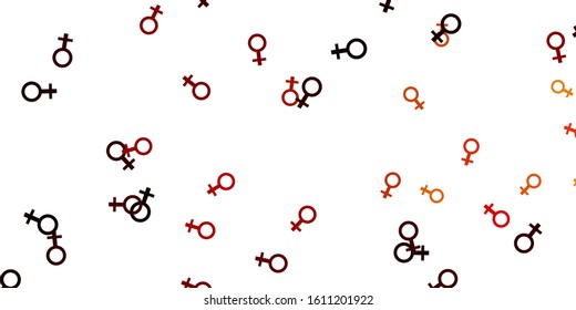 Light Red, Yellow vector pattern with feminism elements. Colorful feminism symbols with a gradient in modern style. Design for International Women’s Day.