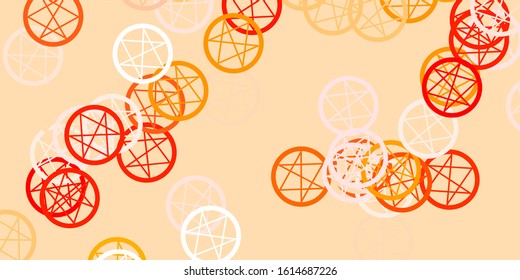 Light Red, Yellow vector pattern with magic elements. Abstract illustration with gothic gradient shapes. Background for esoteric, mystic designs.