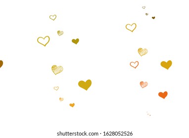 Light Red, Yellow vector pattern with colorful hearts. Shining illustration with hearts on abstract template. Pattern for valentine's ad, booklets.