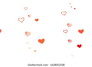 Light Red, Yellow vector pattern with colorful hearts. Smart illustration with gradient hearts in valentine style. Template for Valentine's greeting postcards.