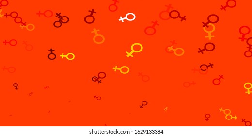 Light Red, Yellow vector pattern with feminism elements. Colorful feminism symbols with a gradient in modern style. Base for your app design.