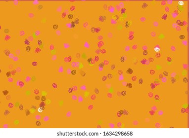 Light Red, Yellow vector pattern with spheres. Abstract illustration with colored bubbles in nature style. Pattern of water, rain drops.