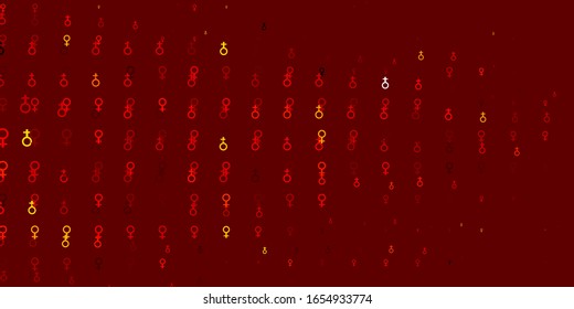 Light Red, Yellow vector pattern with feminism elements. Abstract illustration with a depiction of women's power. Elegant design for wallpapers.