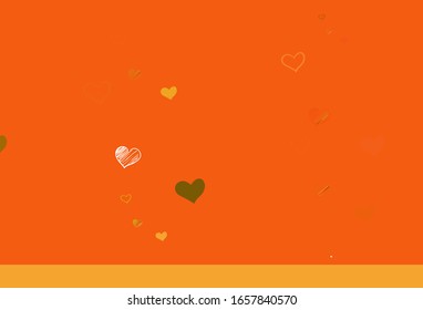 Light Red, Yellow vector pattern with colorful hearts. Shining illustration with hearts on abstract template. Pattern for valentine's ad, booklets.