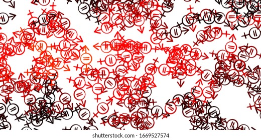 Light Red, Yellow vector pattern with feminism elements. Abstract illustration with a depiction of women's power. Best design to show the power of women.