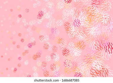 Light Red, Yellow vector pattern with spheres, lines. Illustration with colorful circles, lines in abstract style. Pattern for beautiful websites.