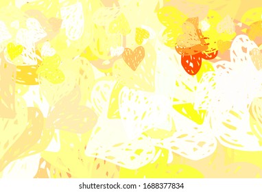 Light Red, Yellow vector pattern with colorful hearts. Shining illustration with hearts on abstract template. Design for celebrating of Valentine Day.