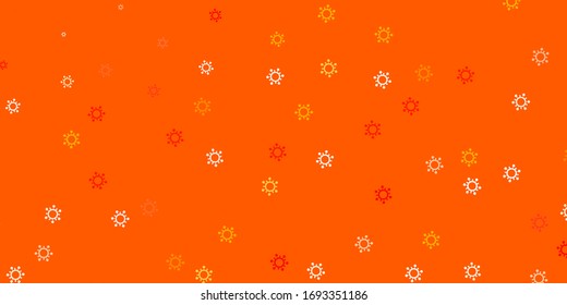 Light red, yellow vector pattern with coronavirus elements. Abstract illustration with biological gradient shapes. Design for biohazard warning.