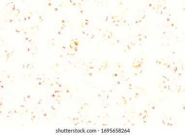 Light Red, Yellow vector pattern with Digit symbols. Colored mathematic signs with gradient on white background. Pattern for school, grammar websites.
