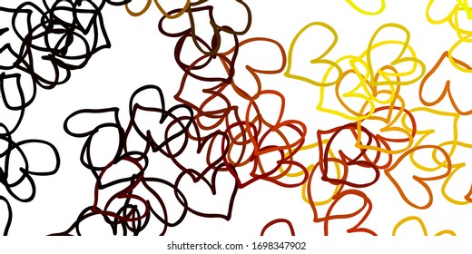 Light Red, Yellow vector pattern with colorful hearts. Glitter abstract illustration with colorful hearts in romantic style. Pattern for carnival, festival romantic leaflets.