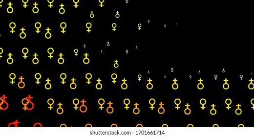 Light Red, Yellow vector pattern with feminism elements. Abstract illustration with a depiction of women's power. Elegant design for wallpapers.