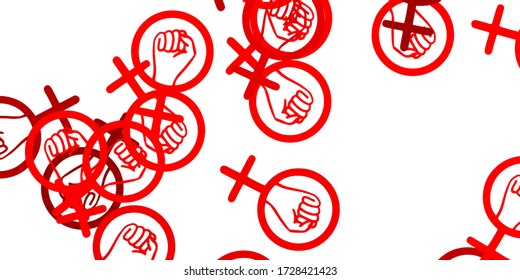 Light Red, Yellow vector pattern with feminism elements. Simple design in abstract style with women’s rights activism. Elegant design for wallpapers.