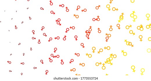 Light Red, Yellow vector pattern with feminism elements. Simple design in abstract style with women’s rights activism. Best design to show the power of women.